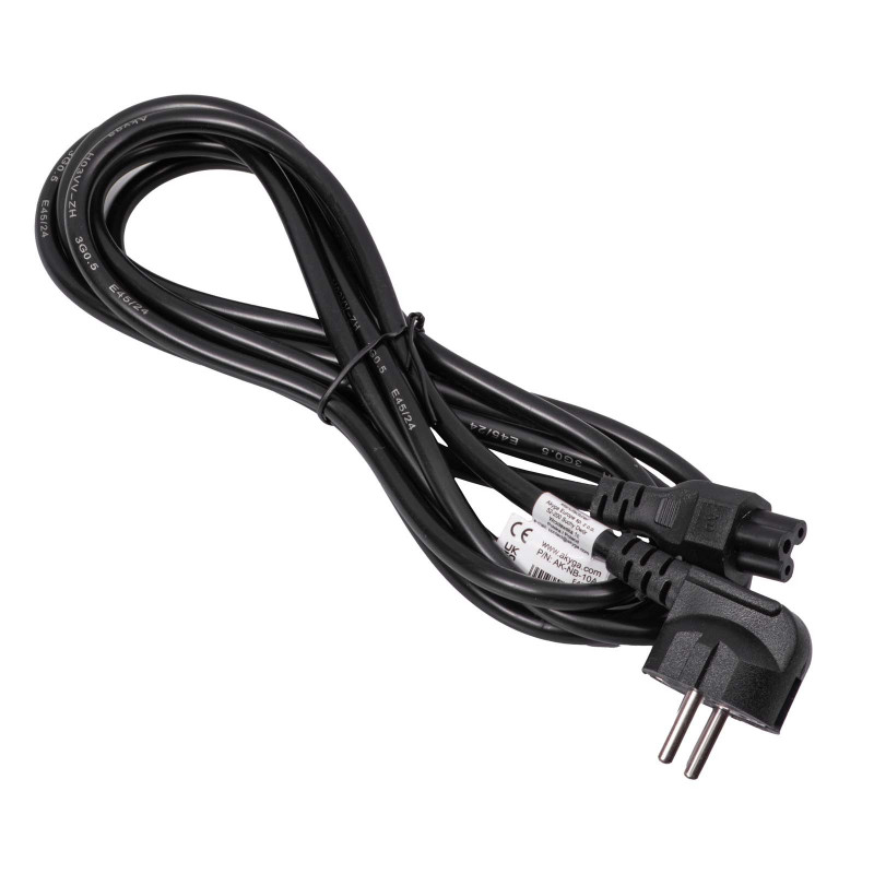 Akyga AK-NB-10A strāvas kabelis CEE 7/7 – IEC C5, CCA 3x0,5 mm², 3 m, melns