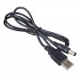 Akyga AK-DC-04 barošanas kabelis USB-A spraudnis – DC 5,5 x 2,5 mm spraudnis, 0,8 m, melns