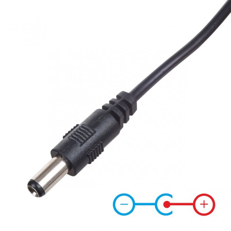 Akyga AK-DC-04 barošanas kabelis USB-A spraudnis – DC 5,5 x 2,5 mm spraudnis, 0,8 m, melns
