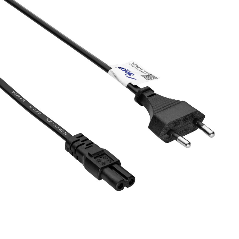 Akyga AK-RD-01C barošanas kabelis Europlug (CEE 7/16) uz IEC C7, 2x 0,5 mm² varš, 1,5 m, melns