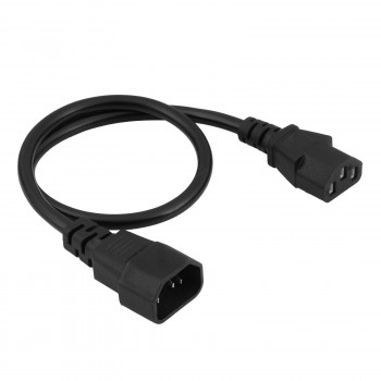 Akyga AK-PC-14A IEC C14 uz IEC C13 strāvas pagarinājuma kabelis, 3x 0,5 mm², 0,5 m, melns