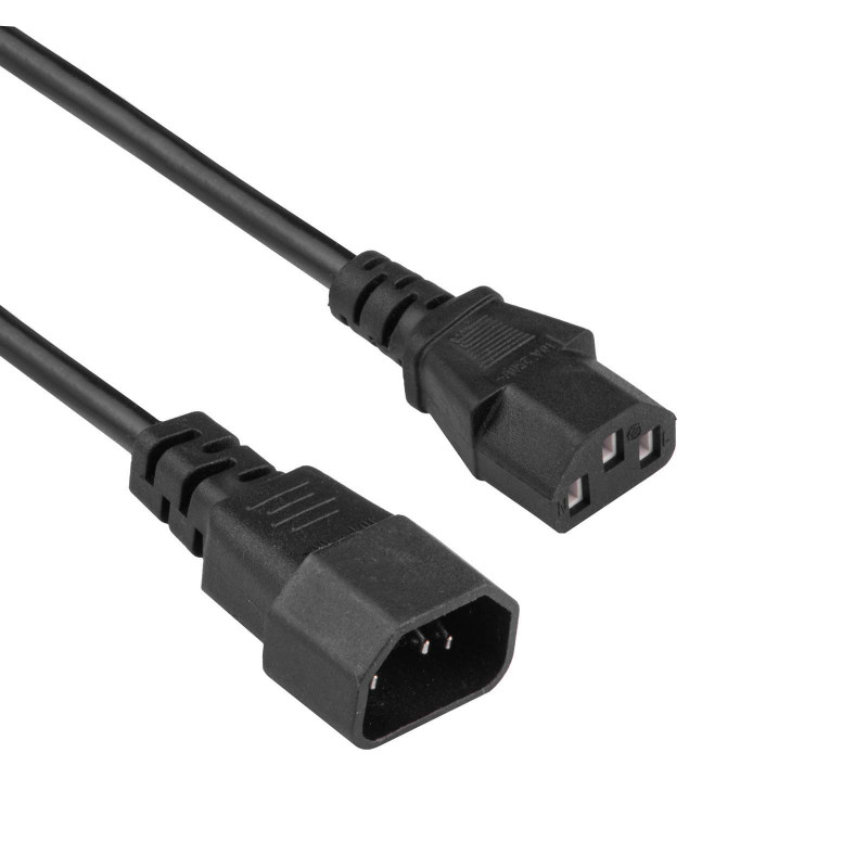 Akyga AK-PC-14A IEC C14 uz IEC C13 strāvas pagarinājuma kabelis, 3x 0,5 mm², 0,5 m, melns