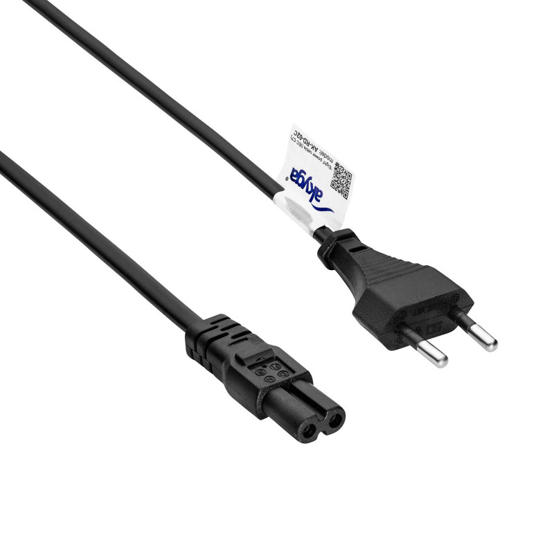Akyga AK-RD-02C barošanas kabelis Europlug (CEE 7/16) uz IEC C7, 2x 0,5 mm² varš, 3 m, melns