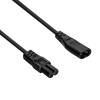Akyga AK-RD-08A IEC C8 uz IEC C7 strāvas pagarinājuma kabelis, 2x 0,5 mm², 1,5 m, melns