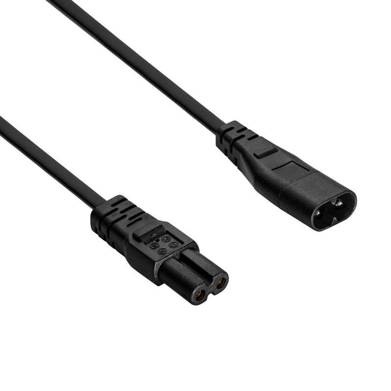 Akyga AK-RD-08A IEC C8 uz IEC C7 strāvas pagarinājuma kabelis, 2x 0,5 mm², 1,5 m, melns