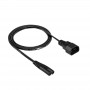 Akyga AK-PC-15A barošanas kabelis IEC C14 uz IEC C7, 2x 0,5 mm², 1,5 m, melns