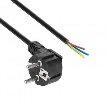 Akyga AK-OT-01S CEE 7/7 barošanas kabelis ar atvērtu galu, 3x 1,5 mm² varš, 1,5 m, melns