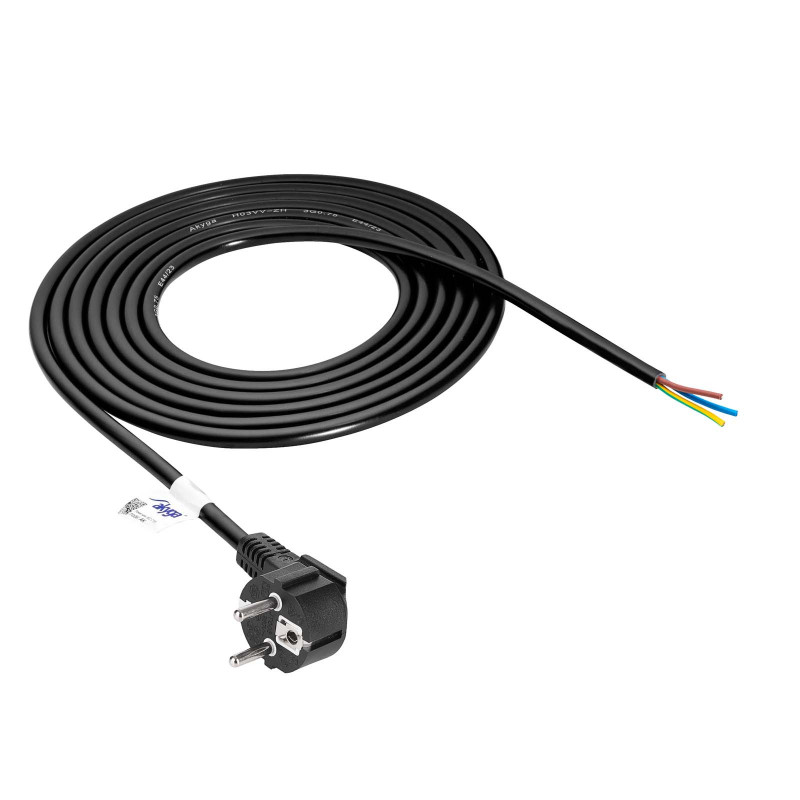 Akyga AK-OT-01S CEE 7/7 barošanas kabelis ar atvērtu galu, 3x 1,5 mm² varš, 1,5 m, melns
