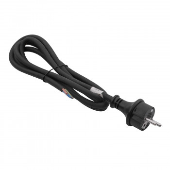 Akyga AK-OT-02S CEE 7/7 gumijas barošanas kabelis ar atvērtu galu, H05RR-F 3x 1,5 mm², 1,8 m, melns
