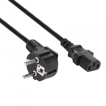 Akyga AK-PC-06S barošanas kabelis CEE 7/7 (Schuko) – IEC C13, varš 3 x 1,5 mm², 3 m, melns