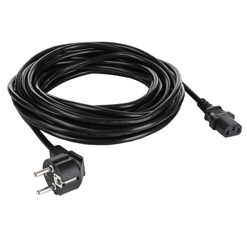 Akyga AK-PC-06S barošanas kabelis CEE 7/7 (Schuko) – IEC C13, varš 3 x 1,5 mm², 3 m, melns
