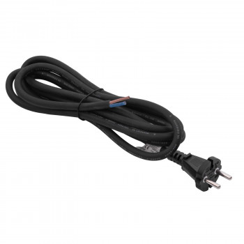 Akyga AK-OT-05S CEE 7/17 gumijas barošanas kabelis ar atvērtu galu, H05RR-F 2x 1,5 mm², 3 m, melns