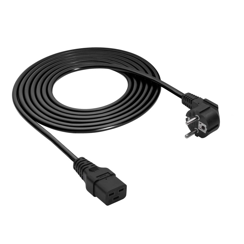 Akyga AK-UP-01S servera barošanas kabelis CEE 7/7 (Schuko) – IEC C19, varš 3 x 1,5 mm², 16 A, 1,8 m, melns
