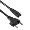 Akyga AK-RD-02A barošanas kabelis CEE 7/16 (Europlug) – IEC C7 (astotnieks), CCA 2 x 0,5 mm², 3 m, melns