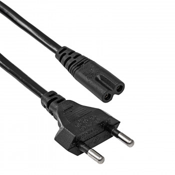 Akyga AK-RD-02A barošanas kabelis CEE 7/16 (Europlug) – IEC C7 (astotnieks), CCA 2 x 0,5 mm², 3 m, melns