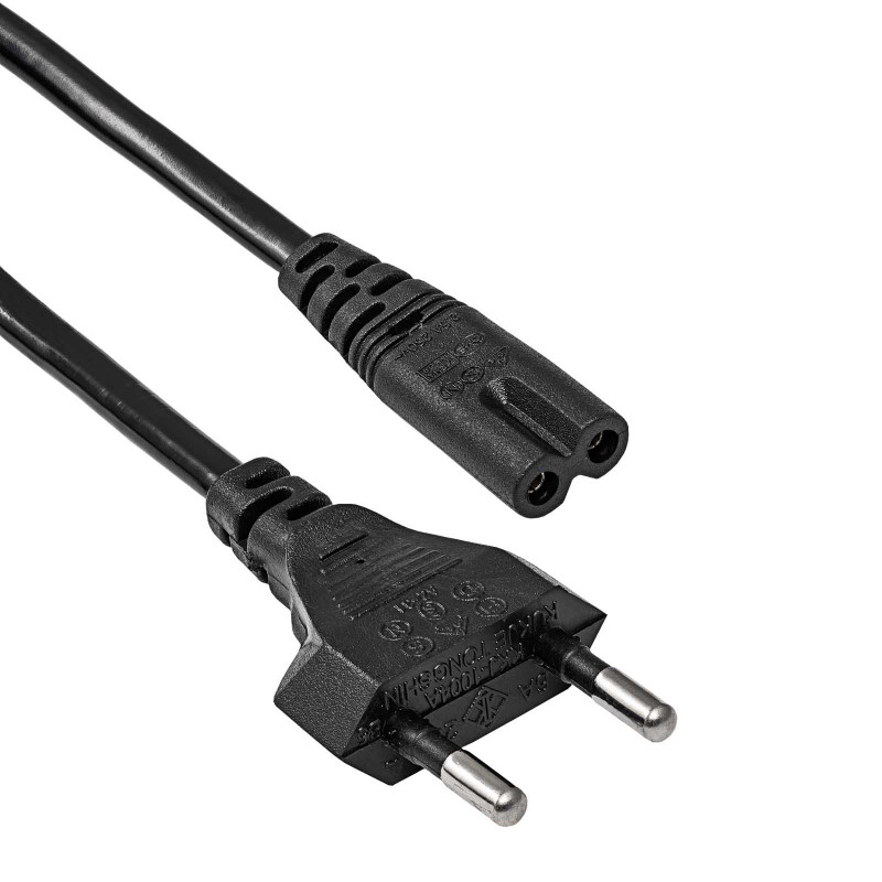 Akyga AK-RD-02A barošanas kabelis CEE 7/16 (Europlug) – IEC C7 (astotnieks), CCA 2 x 0,5 mm², 3 m, melns