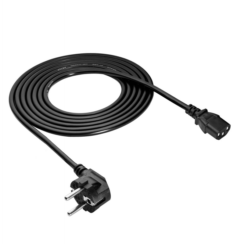 Akyga AK-PC-106A barošanas kabelis CEE 7/7 (Schuko) – IEC C13, CCA 3 x 0,75 mm², 3 m, melns