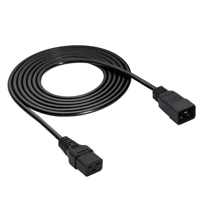 Akyga AK-UP-03S servera barošanas pagarinātājkabelis IEC C20 – IEC C19, varš 3 x 1,5 mm², 16 A, 1,8 m, melns