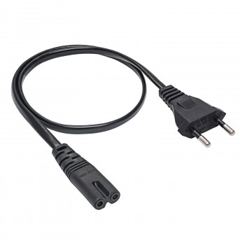 Akyga AK-RD-04A barošanas kabelis CEE 7/16 (Europlug) – IEC C7 (astotnieks), CCA 2 x 0,5 mm², 0,5 m, melns