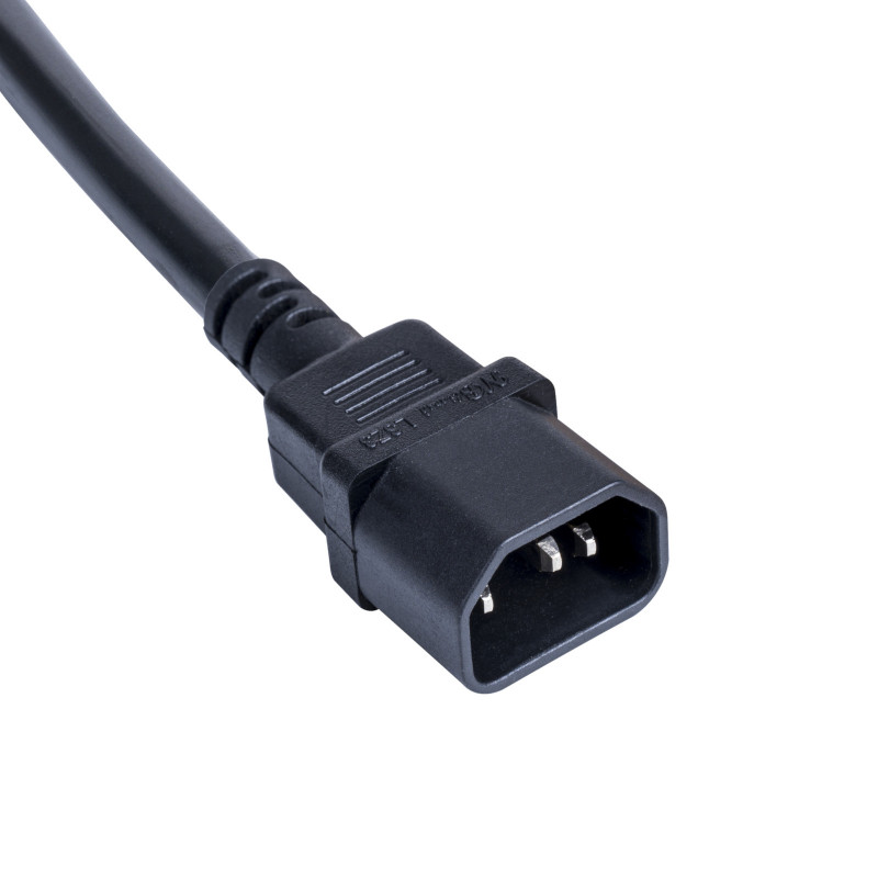 Akyga AK-PC-13A barošanas adaptera kabelis IEC C14 – CEE 7/3 (Schuko) ligzda, varš 3 x 0,75 mm², 1 m, melns