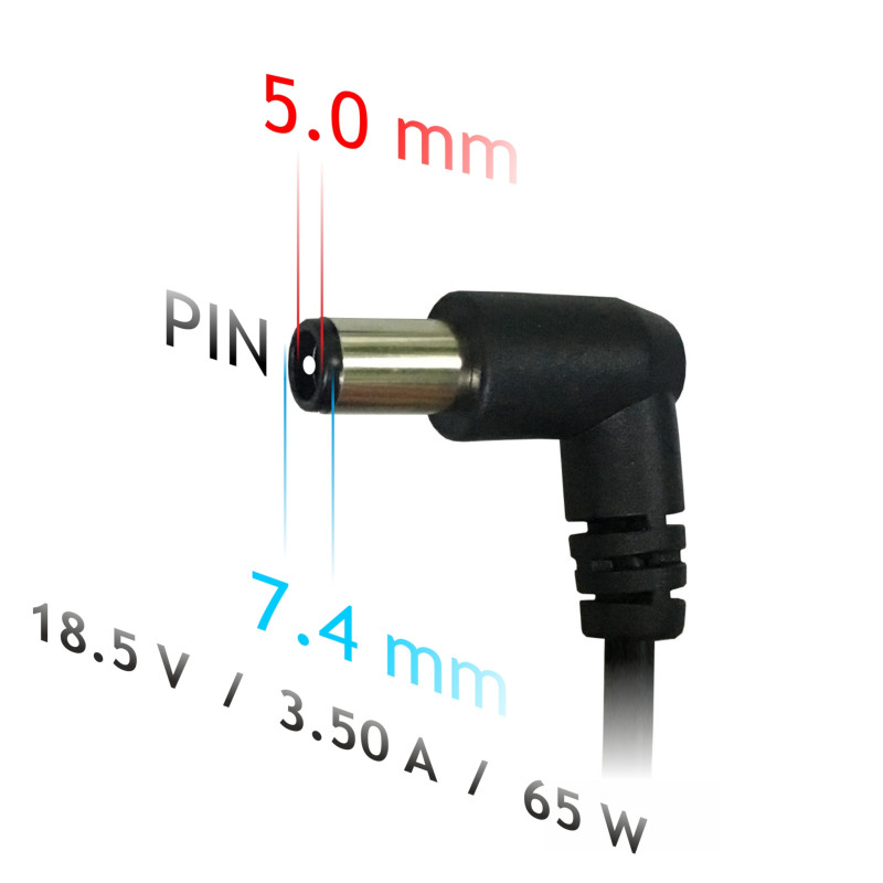 Akyga AK-ND-03 klēpjdatora lādētājs 18,5 V / 3,5 A, 65 W, 7,4 x 5,0 mm + tapa, 1,2 m, saderīgs ar HP
