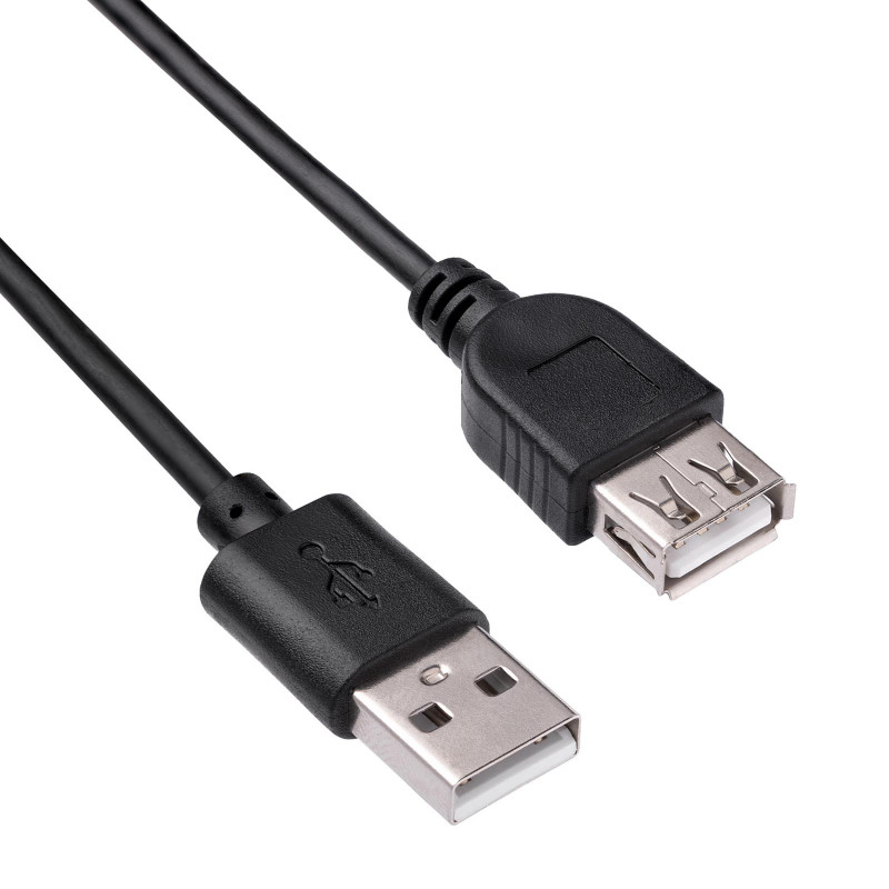 Akyga AK-USB-07 USB 2.0 pagarinājuma kabelis USB-A spraudnis uz ligzdu, 1,8 m, melns