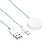 Akyga AK-SW-43 uzlādes kabelis, paredzēts Apple Watch Ultra 2 / Series 9/8/7/6/5/4/3/2/1, ar Lightning savienotāju, USB, 1 m, balts