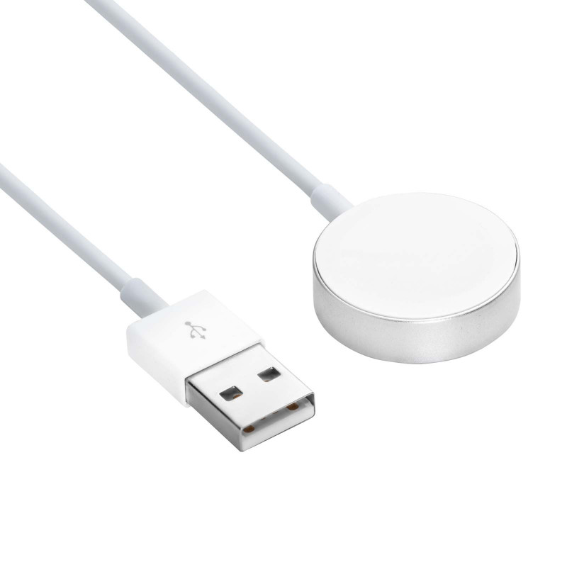 Akyga AK-SW-44 uzlādes kabelis, paredzēts Apple Watch Ultra 2 / Series 9/8/7/6/5/4/3/2/1, alumīnija sakausējums, USB, 1 m, balts