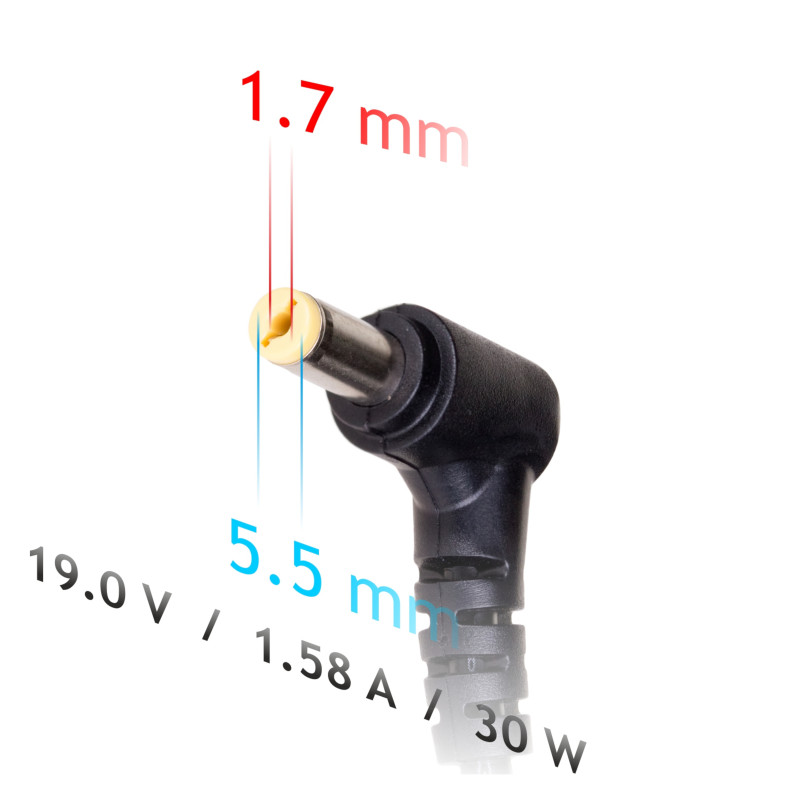 Akyga AK-ND-21 klēpjdatora lādētājs 19 V / 1,58 A, 30 W, 5,5 x 1,7 mm, 1,2 m, saderīgs ar Acer