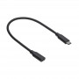 Akyga AK-USB-32 USB-C (M) uz USB-C (F) pagarinājuma kabelis, USB 3.2 Gen 2, 10 Gbps, 100 W, 0,3 m, melns