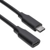 Akyga AK-USB-32 USB-C (M) uz USB-C (F) pagarinājuma kabelis, USB 3.2 Gen 2, 10 Gbps, 100 W, 0,3 m, melns