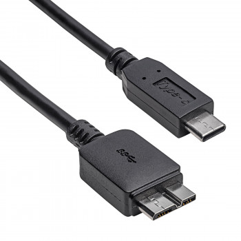 Akyga AK-USB-44 micro USB B 3.0 – USB-C kabelis, USB 3.1, 5 Gbps, 15 W, 1 m, melns