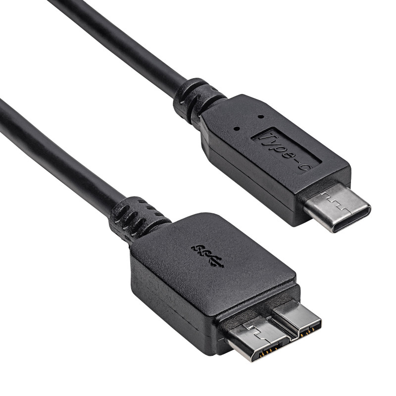 Akyga AK-USB-44 micro USB B 3.0 – USB-C kabelis, USB 3.1, 5 Gbps, 15 W, 1 m, melns