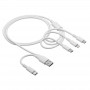 Akyga AK-USB-52 uzlādes kabelis USB-A + USB-C – USB-C + Lightning + micro USB, 10 W, 1,2 m, balts