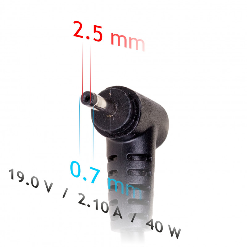 Akyga AK-ND-23 klēpjdatora lādētājs 19 V / 2,1 A, 40 W, 2,5 x 0,7 mm, 1,2 m, saderīgs ar ASUS
