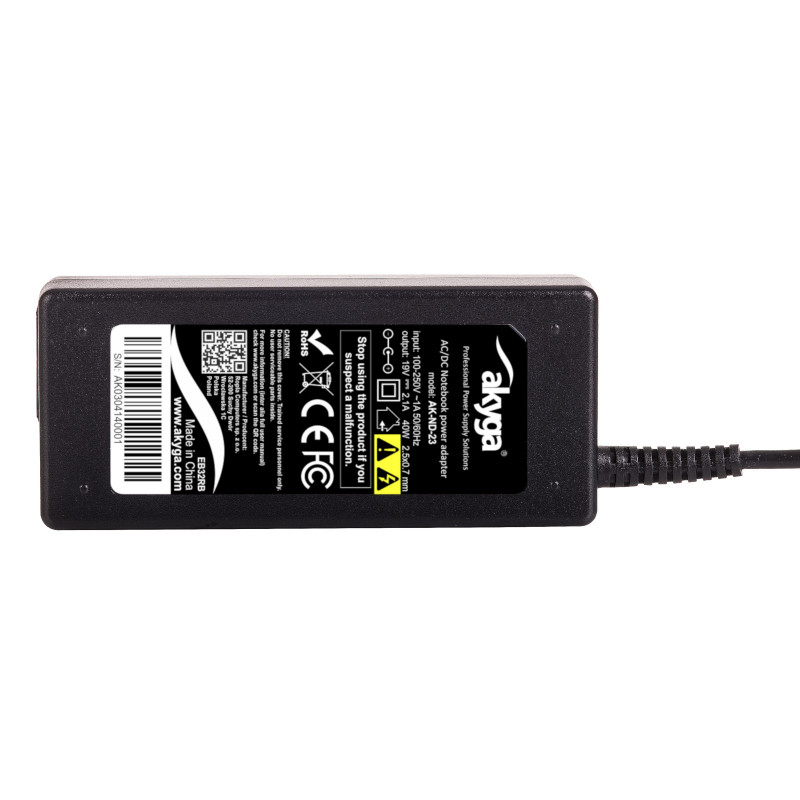 Akyga AK-ND-23 klēpjdatora lādētājs 19 V / 2,1 A, 40 W, 2,5 x 0,7 mm, 1,2 m, saderīgs ar ASUS