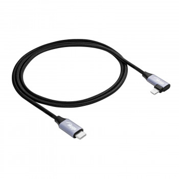 Akyga AK-USB-56 USB-C – Lightning pīts kabelis ar leņķa spraudni, USB 2.0, 30 W, 1 m, melns