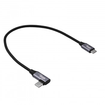 Akyga AK-USB-53 USB-C – USB-C pīts kabelis ar leņķa spraudni, USB 2.0, 60 W, 0,3 m, melns