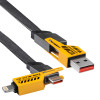Akyga AK-USB-57 4-in-1 pīts kabelis USB-A/USB-C – USB-C/Lightning, USB 2.0, 65 W, 1 m, pelēks