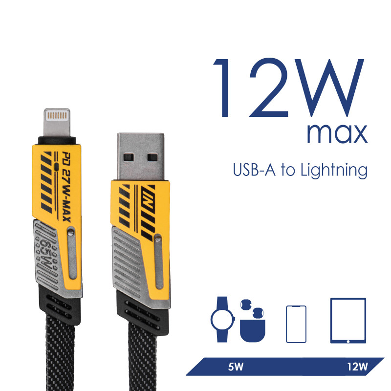 Akyga AK-USB-57 4-in-1 pīts kabelis USB-A/USB-C – USB-C/Lightning, USB 2.0, 65 W, 1 m, pelēks