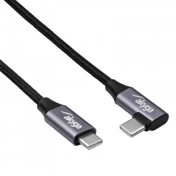 Akyga AK-USB-54 USB-C – USB-C pīts kabelis ar leņķa spraudni, USB 2.0, 60 W, 1 m, melns