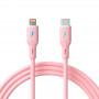 Akyga AK-USB-71 USB-C uz Lightning silikona kabelis, USB 2.0, 30 W, 1 m, rozā