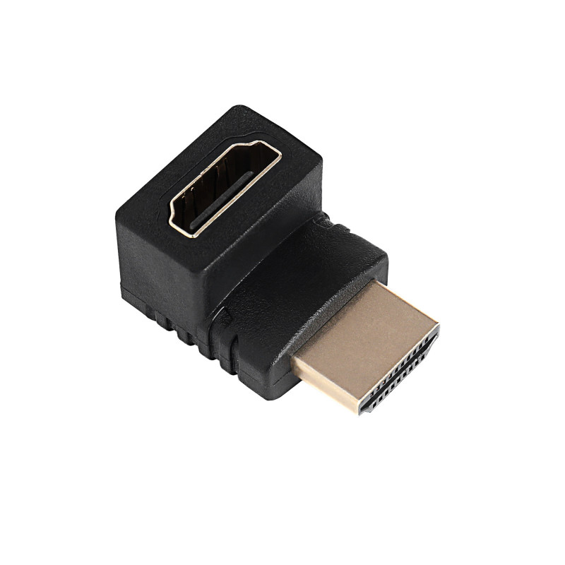 Akyga AK-AD-70 HDMI adapteris spraudnis – ligzda, 90° leņķī uz augšu, HDMI 1.4, 4K, melns