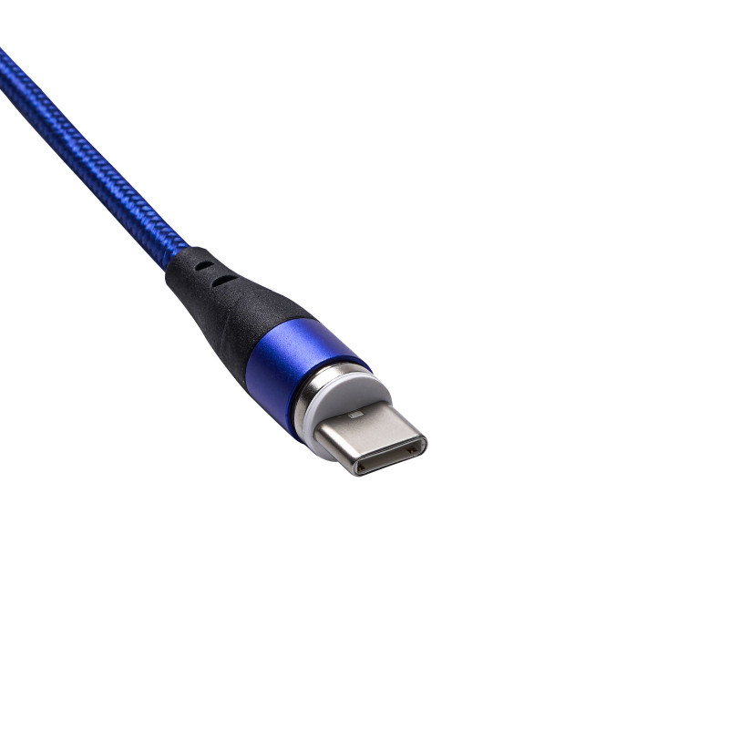 Akyga AK-USB-42 USB-A – USB-C magnētiskais kabelis, USB 2.0, 18 W, 1 m, zils