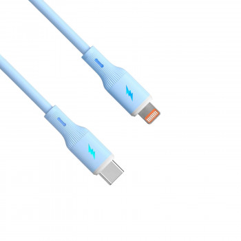 Akyga AK-USB-72 USB-C uz Lightning silikona kabelis, USB 2.0, 30 W, 1 m, zils