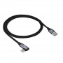 Akyga AK-USB-74 USB-A uz leņķveida USB-C pīts kabelis, USB 2.0, 60 W, 1 m, melns