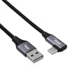 Akyga AK-USB-74 USB-A uz leņķveida USB-C pīts kabelis, USB 2.0, 60 W, 1 m, melns
