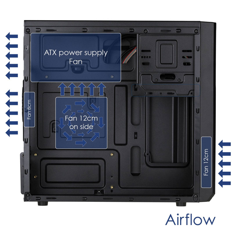 Akyga AK17BK Micro ATX korpuss, 2x USB 3.0, bez barošanas bloka, melns
