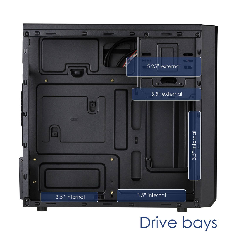 Akyga AK17BK Micro ATX korpuss, 2x USB 3.0, bez barošanas bloka, melns