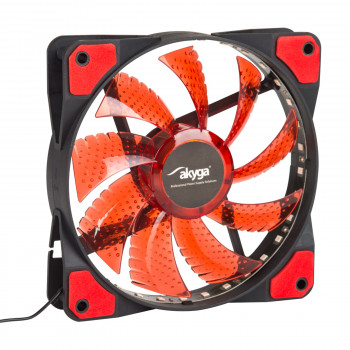 Akyga AW-12E-BR 120 mm korpusa ventilators, 33 sarkanas LED, Molex, melns